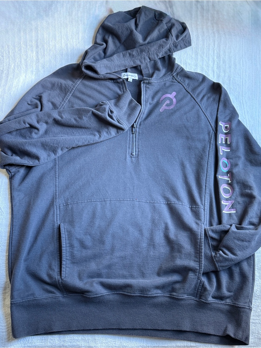 PELOTON Womens Make Your Mark Quarter Zip Hoodie Size Large Dark Gray - Picture 15 of 16